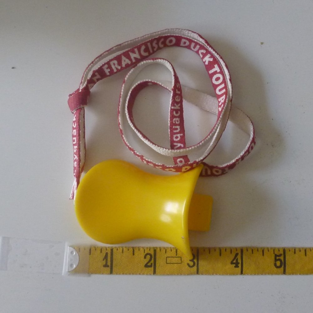 Vintage San Francisco Duck Tours Yellow Duck Quacker Whistle Novelty Toy Lanyard